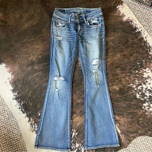 AE Low Rise Artist Flare Blue Jeans